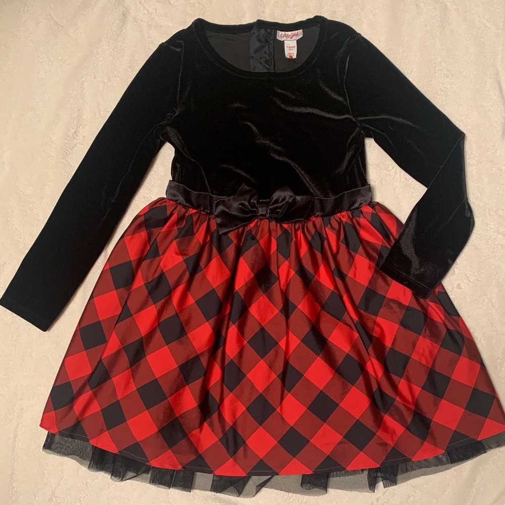 Cat & Jack Black and Red Plaid Kids Dress